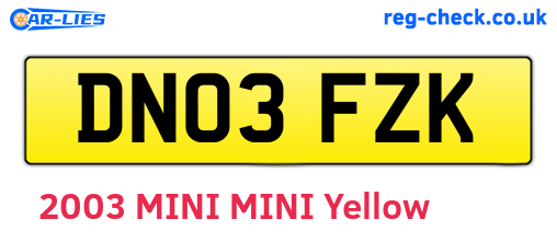 DN03FZK are the vehicle registration plates.