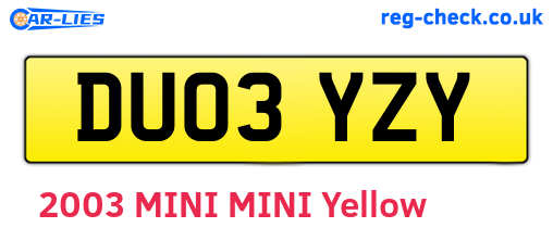 DU03YZY are the vehicle registration plates.
