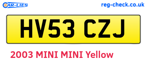HV53CZJ are the vehicle registration plates.