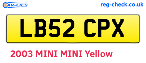 LB52CPX are the vehicle registration plates.