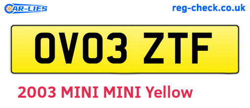 OV03ZTF are the vehicle registration plates.