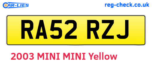 RA52RZJ are the vehicle registration plates.