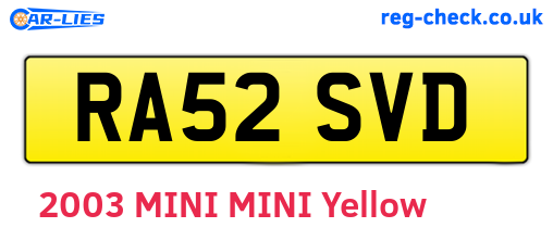 RA52SVD are the vehicle registration plates.