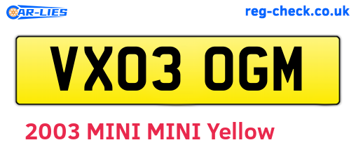VX03OGM are the vehicle registration plates.