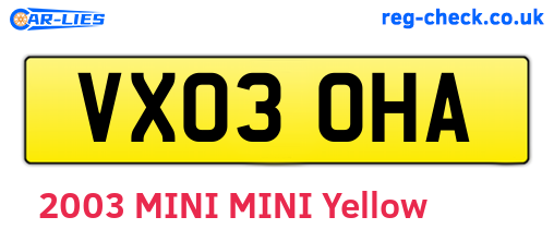 VX03OHA are the vehicle registration plates.