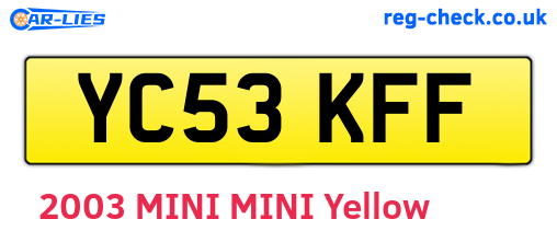 YC53KFF are the vehicle registration plates.