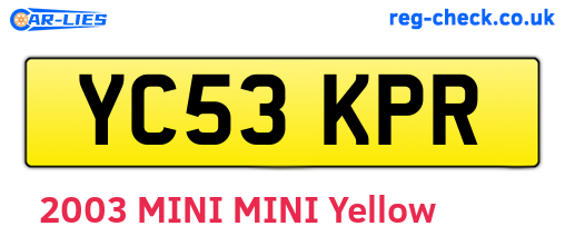 YC53KPR are the vehicle registration plates.