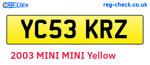 YC53KRZ are the vehicle registration plates.