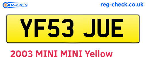 YF53JUE are the vehicle registration plates.