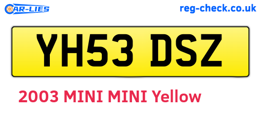 YH53DSZ are the vehicle registration plates.