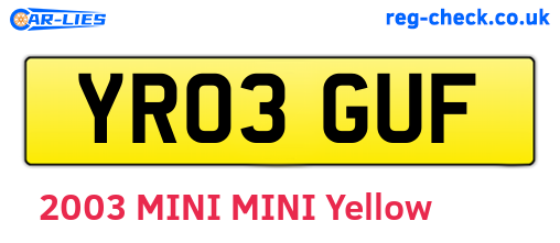 YR03GUF are the vehicle registration plates.
