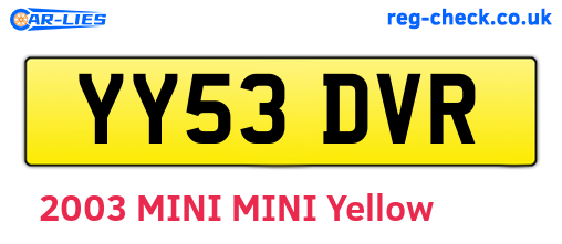 YY53DVR are the vehicle registration plates.