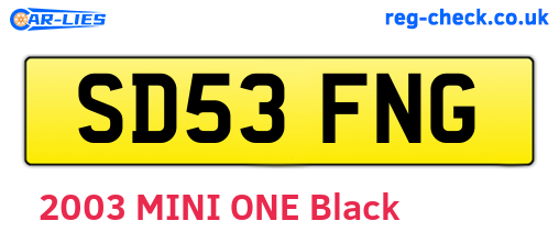 SD53FNG are the vehicle registration plates.