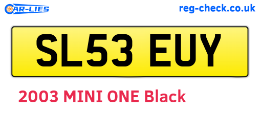 SL53EUY are the vehicle registration plates.