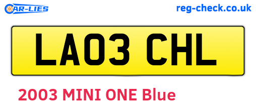 LA03CHL are the vehicle registration plates.