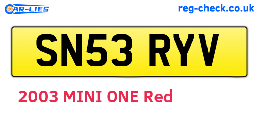 SN53RYV are the vehicle registration plates.