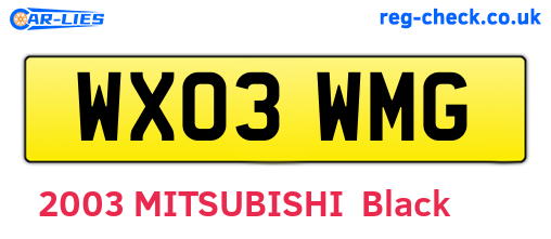 WX03WMG are the vehicle registration plates.