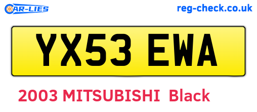 YX53EWA are the vehicle registration plates.