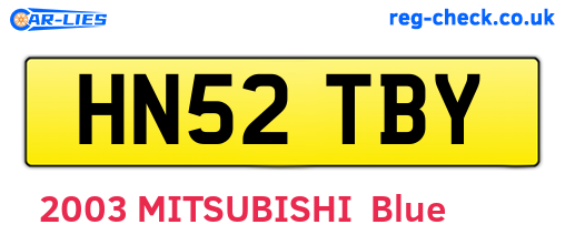 HN52TBY are the vehicle registration plates.