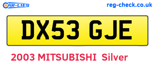 DX53GJE are the vehicle registration plates.