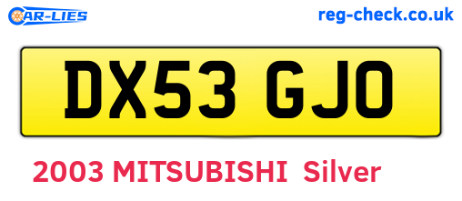 DX53GJO are the vehicle registration plates.