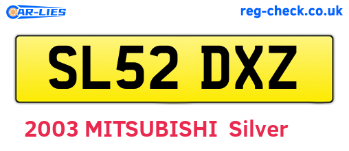 SL52DXZ are the vehicle registration plates.