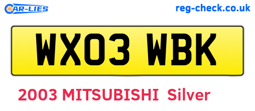 WX03WBK are the vehicle registration plates.