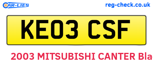 KE03CSF are the vehicle registration plates.