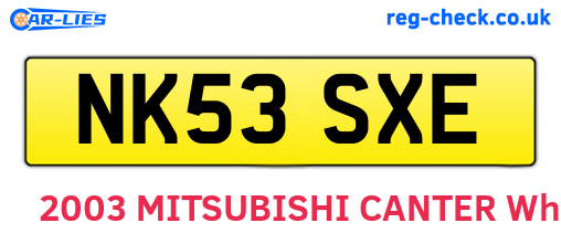 NK53SXE are the vehicle registration plates.