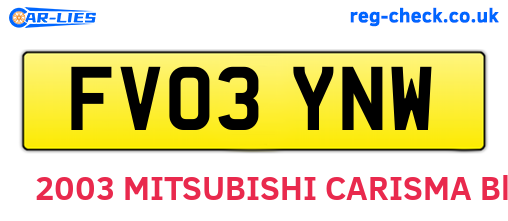 FV03YNW are the vehicle registration plates.