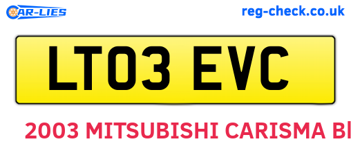 LT03EVC are the vehicle registration plates.