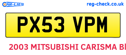 PX53VPM are the vehicle registration plates.