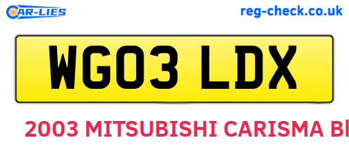 WG03LDX are the vehicle registration plates.
