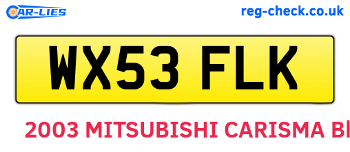 WX53FLK are the vehicle registration plates.