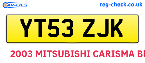 YT53ZJK are the vehicle registration plates.
