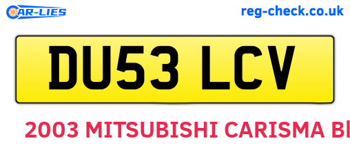 DU53LCV are the vehicle registration plates.