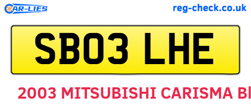SB03LHE are the vehicle registration plates.