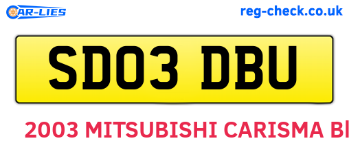SD03DBU are the vehicle registration plates.