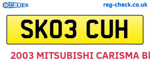 SK03CUH are the vehicle registration plates.