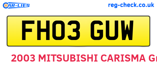 FH03GUW are the vehicle registration plates.