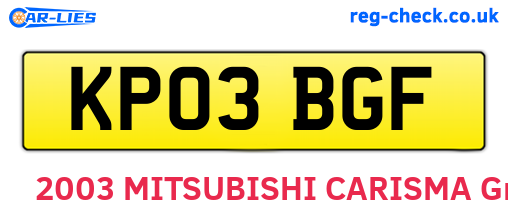 KP03BGF are the vehicle registration plates.