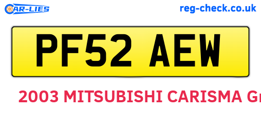 PF52AEW are the vehicle registration plates.