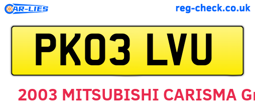 PK03LVU are the vehicle registration plates.