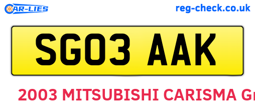 SG03AAK are the vehicle registration plates.