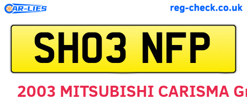 SH03NFP are the vehicle registration plates.
