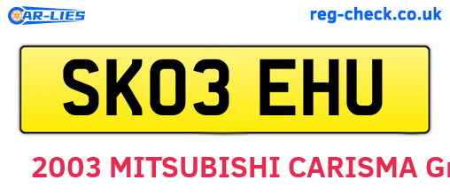 SK03EHU are the vehicle registration plates.