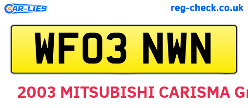 WF03NWN are the vehicle registration plates.