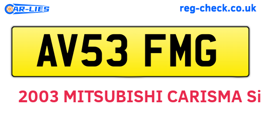 AV53FMG are the vehicle registration plates.
