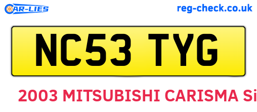 NC53TYG are the vehicle registration plates.