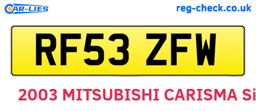 RF53ZFW are the vehicle registration plates.